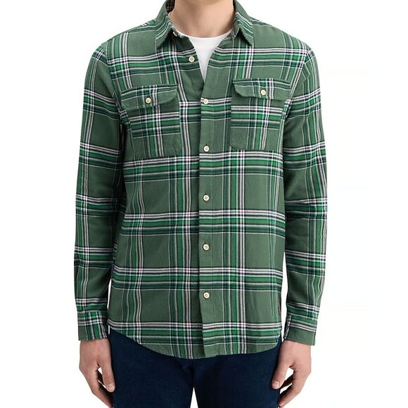 SCOTCH & SODA Shirt Mens Large Green Plaid Button Up Flannel Regular Fit $158 - Picture 1 of 10